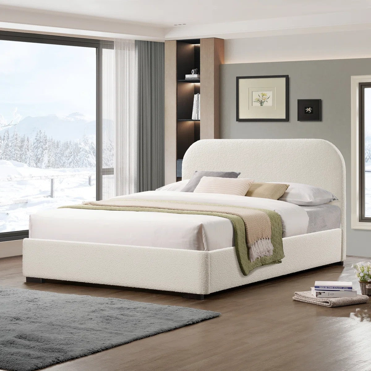 Valencia Cream Boucle Fabric Bed Frame